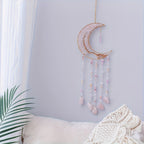 Dreamcatcher Moon Suncatcher Wall Hanging, Handmade Boho Wind Chime Pendant for Indoor Outdoor Garden