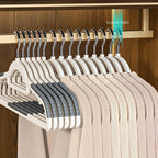 50-Piece Clothes Hanger Set with Eight Clasps, Padded Shoulder Strips and Swivel Hooks in Orange or Grey