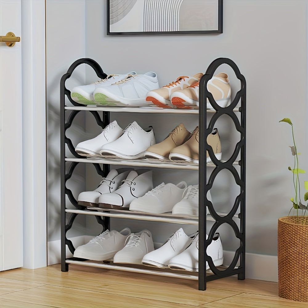 Shoe Cabinet, Furn Mivo 4-Tier Open-Frame Organizer in Black or Pink with Connector Assembly