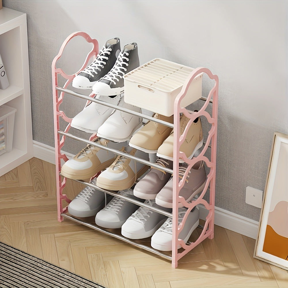 Shoe Cabinet, Furn Mivo 4-Tier Open-Frame Organizer in Black or Pink with Connector Assembly