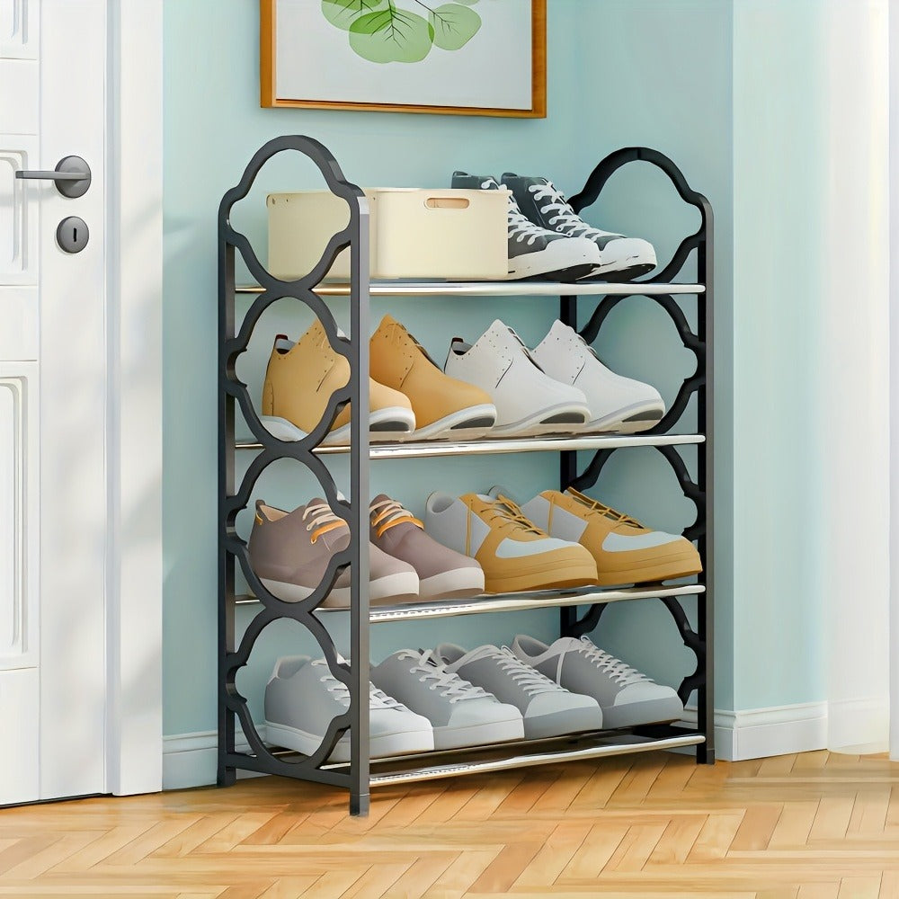 Shoe Cabinet, Furn Mivo 4-Tier Open-Frame Organizer in Black or Pink with Connector Assembly