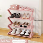 Shoe Rack 4-Tier Stackable Z-Frame Organizer with 16-Pair Capacity and Tool-Free Assembly at Home