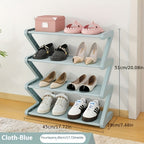 Shoe Rack 4-Tier Stackable Z-Frame Organizer with 16-Pair Capacity and Tool-Free Assembly at Home