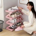 Shoe Rack 4-Tier Stackable Z-Frame Organizer with 16-Pair Capacity and Tool-Free Assembly at Home
