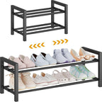 Shoe Rack Adjustable-Width Metal Organizer with 2, 3 or 4 Tiers and Tool-Free Assembly for Closets