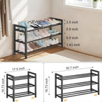 Shoe Rack Adjustable-Width Metal Organizer with 2, 3 or 4 Tiers and Tool-Free Assembly for Closets