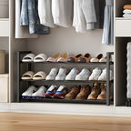 Shoe Rack Adjustable-Width Metal Organizer with 2, 3 or 4 Tiers and Tool-Free Assembly for Closets