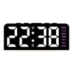Purple-Accent LED Desk Alarm Clock with Time, Weekday and Date Display, Four Brightness Levels and USB Power