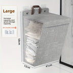 Wall Mounted Laundry Hamper Foldable Oxford Cloth with Lid | Space Saving Clothes Storage Basket for Bedroom Bathroom Living Room | Large 22x15 Inch Multi-Purpose Organizer Gray
