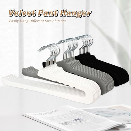 Velvet Pant Hangers Open End,8 Pack Non Slip Black Felt Trouser Hangers