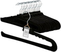 Velvet Pant Hangers Open End,16 Pack Non Slip Black Felt Trouser Hangers