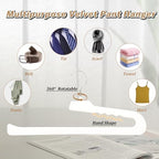 Velvet Pant Hangers Open End,8 Pack Non Slip White Felt Trouser Hangers