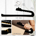 Velvet Pant Hangers Open End,16 Pack Non Slip Black Felt Trouser Hangers
