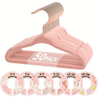 Baby Hangers Pink Velvet Nursery Closet Kids Clothes Hangers with Size Dividers for Infant Toddler Girls Boys 50/30pcs