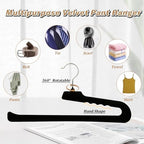 Velvet Pant Hangers Open End,16 Pack Non Slip Black Felt Trouser Hangers
