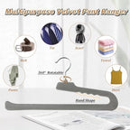 Velvet Pant Hangers Open End,8 Pack Non Slip Black Felt Trouser Hangers