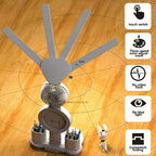 LED Desk Lamp with Built-in Fan & Touch Control, Dual Head Adjustable, USB Charging, 3 Color Modes Dimmable