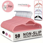 Non-Slip Velvet Hangers with 360° Rotating Hook & Hanger Buckles – Space Saving Closet Organizer Set (50pcs or 20pcs)