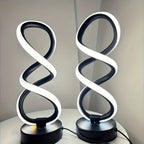 Spiral LED Table Lamp with Dimmable Push-Button Control, Modern Metal Base and Six Black or White Configuration Options