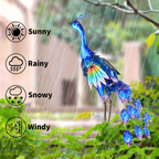 Solar Peacock Garden Statue – Metal Bird Sculpture with LED Lights, Outdoor Yard Art Decor for Patio, Lawn & Garden, Unique Gift