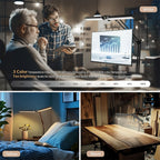 Dual-Head LED Desk Lamp with 28-Inch Light Bars, Clamp Base, USB Controller and Three Color Modes