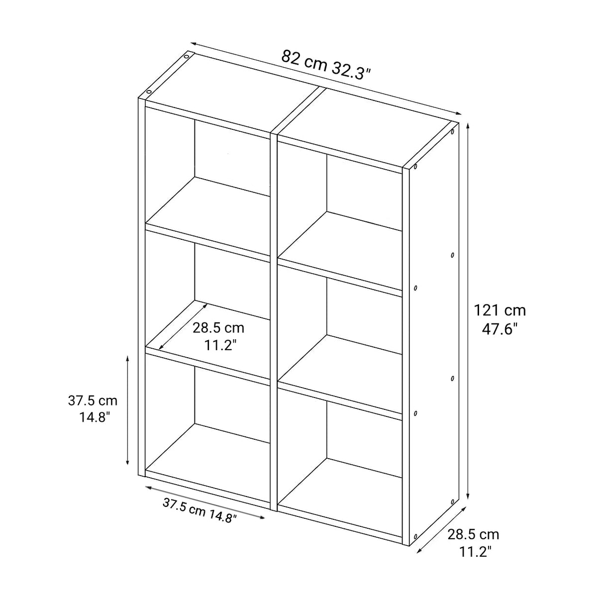 Stacking Shelf Compartment Shelf - Oak - 3 x 2