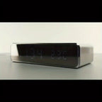 Wireless Charging Alarm Clock with Black or Silver-Tone Housing, Digital Time Display and Top Charging Surface