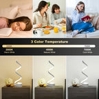 Dimmable Spiral Table Lamp with Touch Control & USB-C Charging Port, 3-Way Brightness Bedside Nightstand Lamp, Modern Minimalist LED Desk Lamp for Bedroom Living Room, Black & White