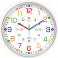 Color-Coded Learning Wall Clock in 8, 10 or 12-Inch Sizes with Minute and Quarter-Hour Markers