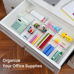 Drawer Storage Organizer Set 60-Piece Clear Plastic Bins in Four Sizes for Desk, Kitchen or Office