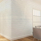3D Foam Brick Wall Stickers 100pcs Self Adhesive Waterproof Peel and Stick Wallpaper Panels for Bedroom Living Room Bathroom Kitchen Home Decor White