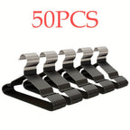 High-Manganese-Steel Clothes Hangers in 30, 50 or 100-Piece Black Packs with Coated Shoulder and Lower Bars