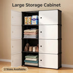 Storage Cabinet Modular Magnetic-Door Organizer with Three or Four Tiers and Two Capacity Options