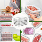 Food Storage Container Four-Tier Stainless Steel Refrigerator Tray Set with Clear Lids and Stacking Rims