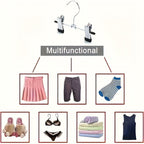 Metal Clamp Clothes Hangers, 10-Piece Set in White, Gray or Black with Twin Clips for Pants, Skirts or Boots