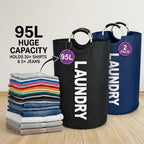 Tall 95L Laundry Basket Set with 14.96 x 31.1-Inch Fabric Bins in Single Gray or Two-Piece Color Options