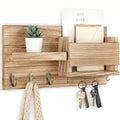Wall Mounted Storage Rack with Mail Slot – Rustic Wood Floating Shelf with Hooks for Keys, Hats & Envelopes, Decorative Organizer for Entryway, Porch, Bedroom, Bathroom & Living Room