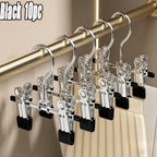 Metal Clamp Clothes Hangers, 10-Piece Set in White, Gray or Black with Twin Clips for Pants, Skirts or Boots