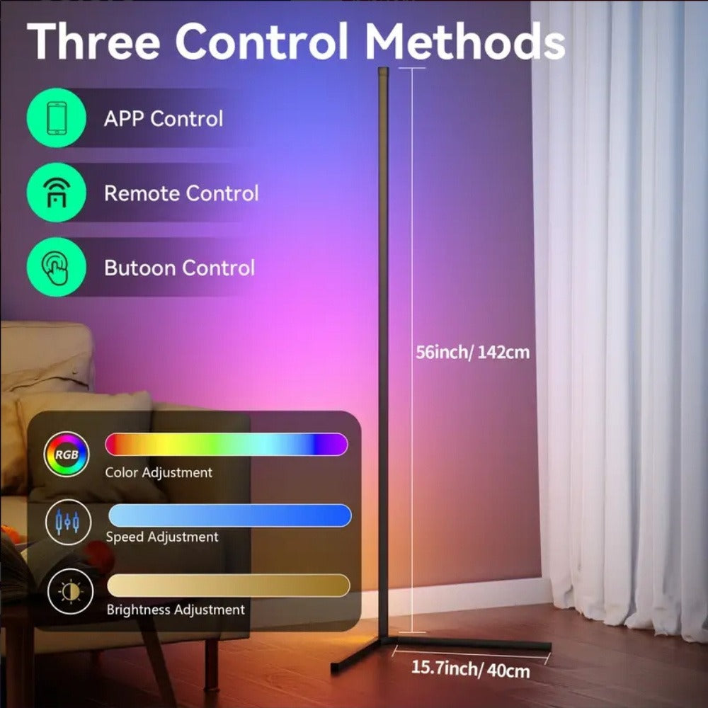 RGB Smart Floor Lamp 56 Inch, 16 Million DIY Color Changing with App & Remote Control, Music Sync