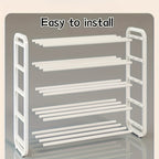 Shoe Storage Organizer 5-Layer Narrow White Rack for Entryway, Closet, Living Room and Door Areas