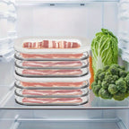 Food Storage Container Four-Tier Stainless Steel Refrigerator Tray Set with Clear Lids and Stacking Rims