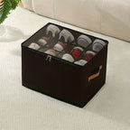 Oxford Fabric Shoe Storage Organizers with Adjustable Dividers and Clear Lids in Two- or Four-Piece Packs