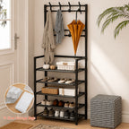 Shoe Organizer Multi-Configuration Entryway Rack with 3-5 Tiers, Hooks or 10 Included Storage Bags