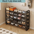 Shoe Rack 5-Tier Iron Organizer for Up to 18 Pairs with Narrow Freestanding Black or White Design