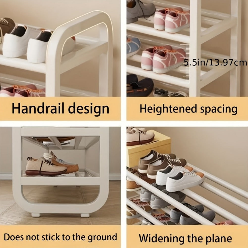 Shoe Rack 5-Tier Iron Organizer for Up to 18 Pairs with Narrow Freestanding Black or White Design
