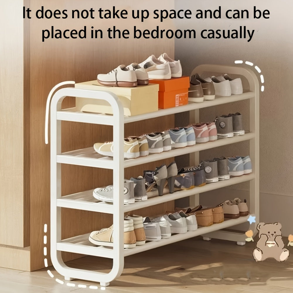 Shoe Rack 5-Tier Iron Organizer for Up to 18 Pairs with Narrow Freestanding Black or White Design