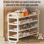 Shoe Rack 5-Tier Iron Organizer for Up to 18 Pairs with Narrow Freestanding Black or White Design