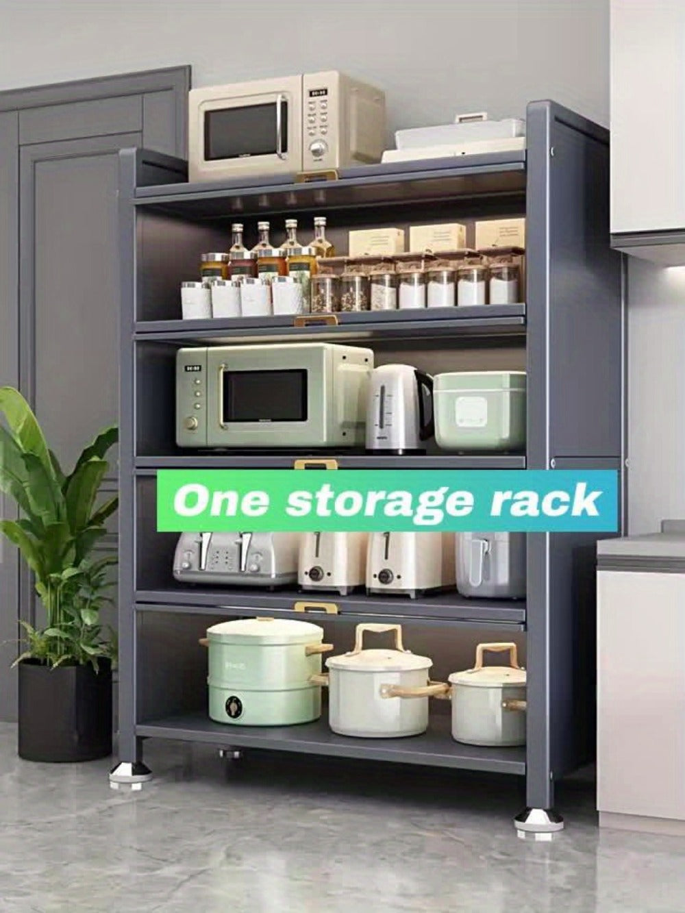 5-Tier Tall Kitchen Cabinet for Organized Everyday Storage and Daily Home Use