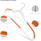 50-Piece Clothes Hanger Set with Eight Clasps, Padded Shoulder Strips and Swivel Hooks in Orange or Grey