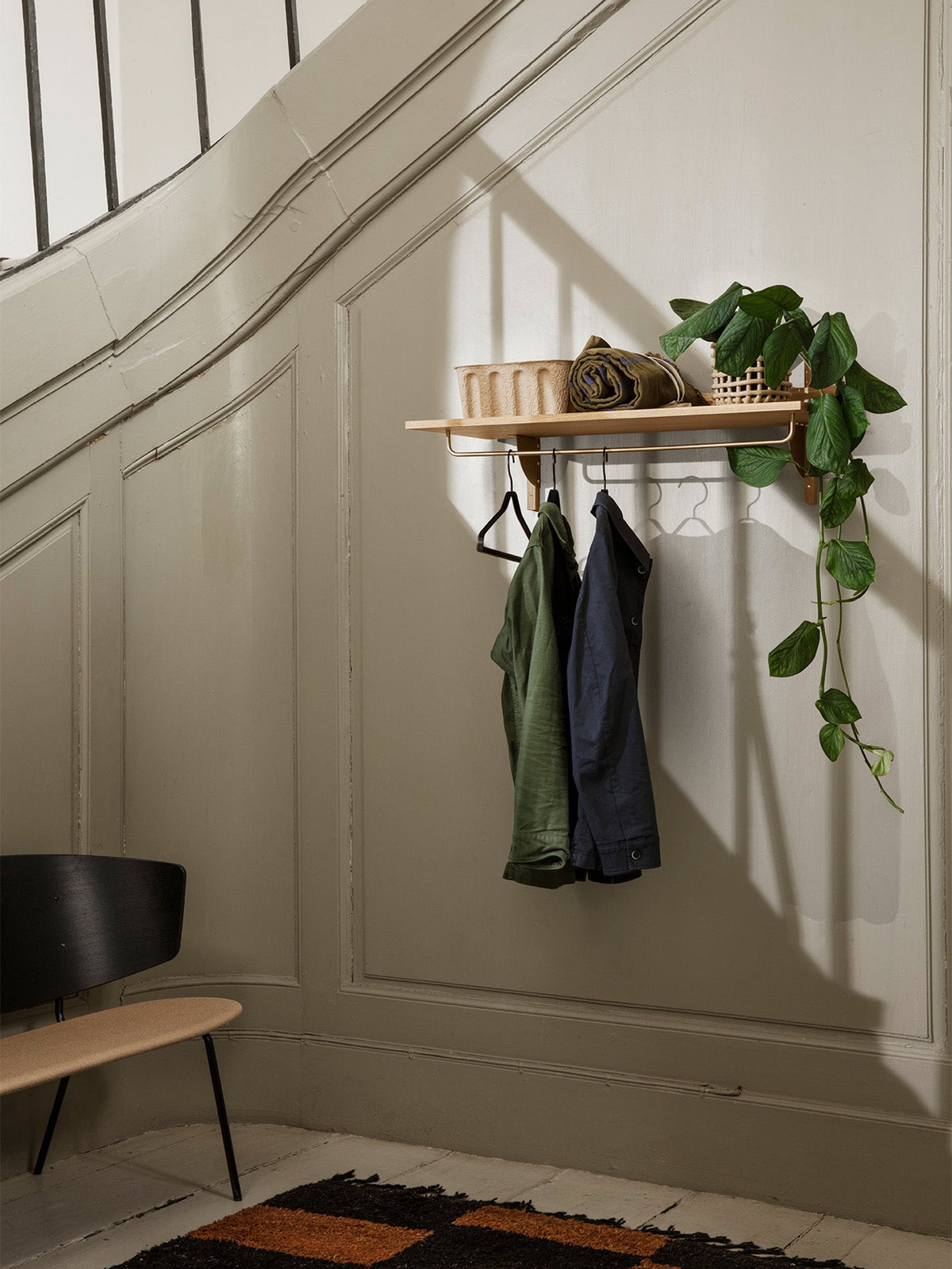 Sector Rack Shelf - Natural Oak/Brass
